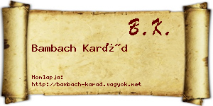Bambach Karád névjegykártya